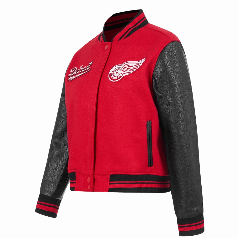 CHAMARRA UNIVERSITARIA NHL DETROIT RED WINGS SCRIPT TAIL PARA MUJER