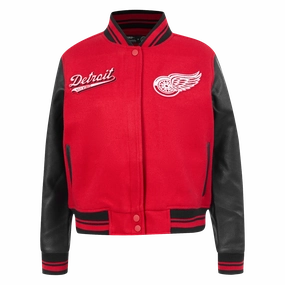 CHAMARRA UNIVERSITARIA NHL DETROIT RED WINGS SCRIPT TAIL PARA MUJER