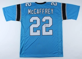 Christian McCaffrey Signed Carolina Panthers Jersey (Beckett COA) 2017 1st Rd Pk