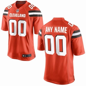 Cleveland Browns Mens Orange Custom Game Jersey