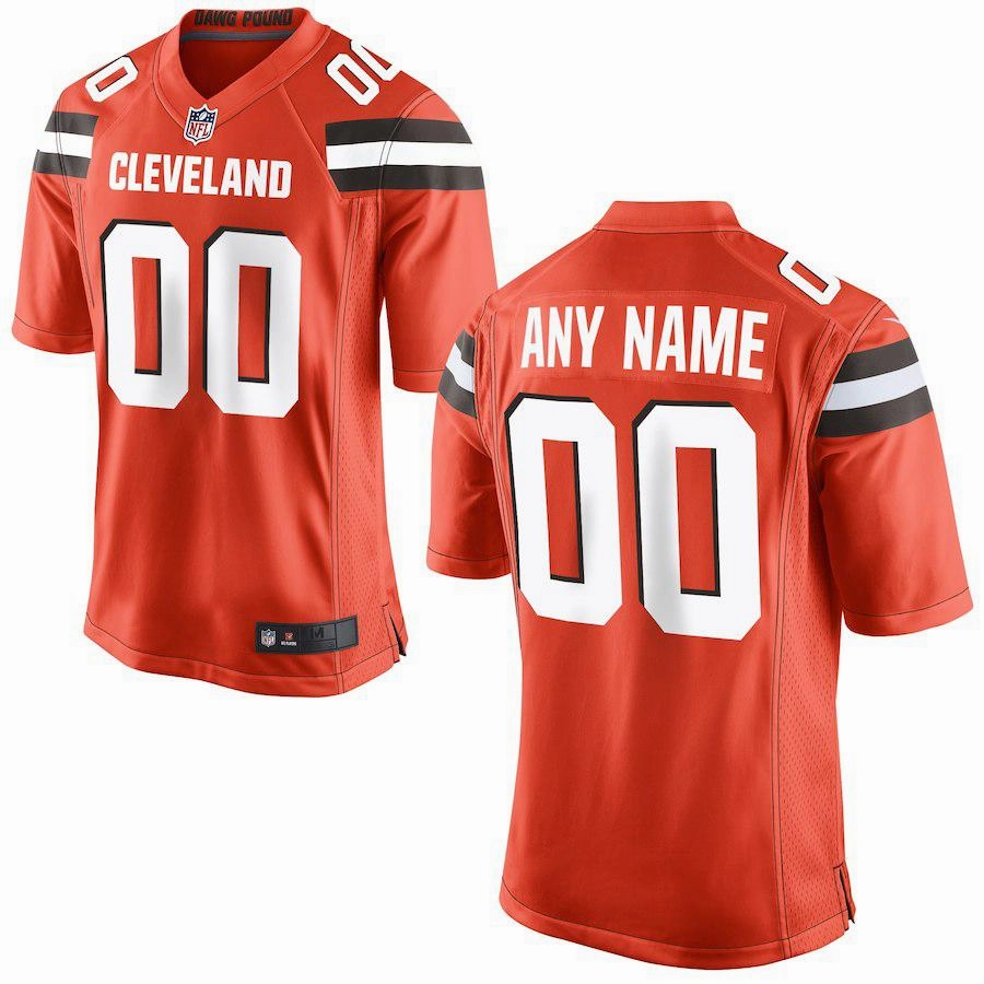 Cleveland Browns Mens Orange Custom Game Jersey