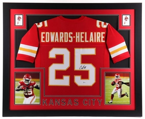 Clyde Edwards-Helaire  35x43 Signed Kansas City Chiefs Framed Jersey Beckett COA