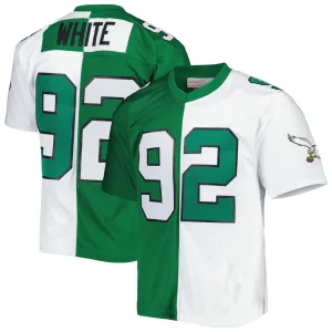 Custom P.Eagles Reggie White Mitchell & Ness Retired Player Split Replica Jersey C Green/White Stitched American Football Jerseys