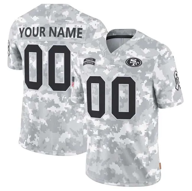 Custom SF.49ers Active Player 2024 F.U.S.E Arctic Camo Salute To Service Limited Stitched Football Jersey