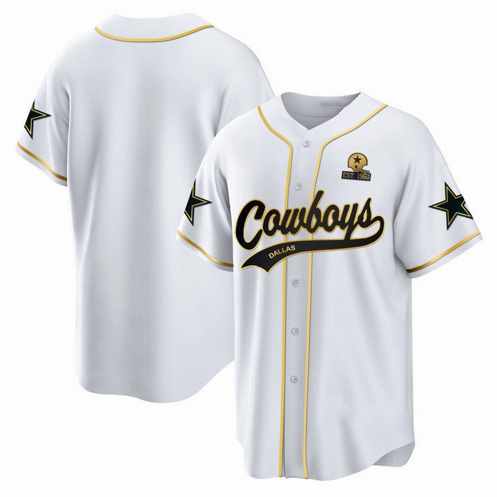 Custom D.Cowboys Gold White Baseball Stitched Jersey