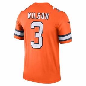 D.Broncos #3 Russell Wilson Orange Alternate Legend Jersey Stitched American Football Jerseys