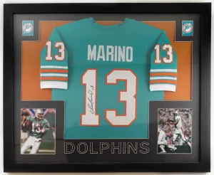 Dan Marino Signed Miami Dolphins 35"x43" Framed Jersey (JSA) 1984 NFL M.V.P / QB