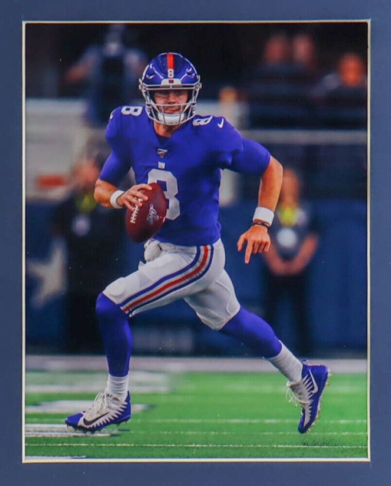 Daniel Jones Signed New York Giants 35x43 Framed Blue Jersey (Beckett Hologram)