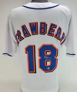 Darryl Strawberry Signed Mets Jersey (Beckett) 4x New York World Series Champion
