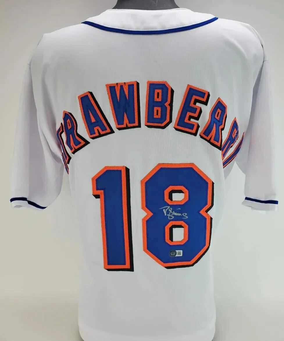 Darryl Strawberry Signed Mets Jersey (Beckett) 4x New York World Series Champion
