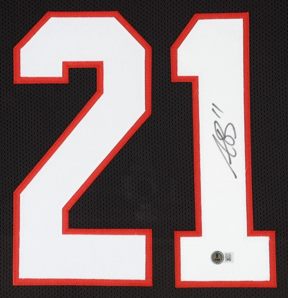 Deion Sanders Signed Atlanta Falcons 35"x43" Framed Jersey (Beckett) Coach Prime