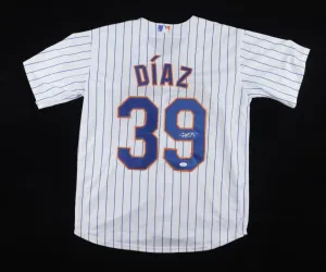 Edwin Diaz Signed New York Mets Style Jersey (JSA COA) 2xReliever o/t Year.