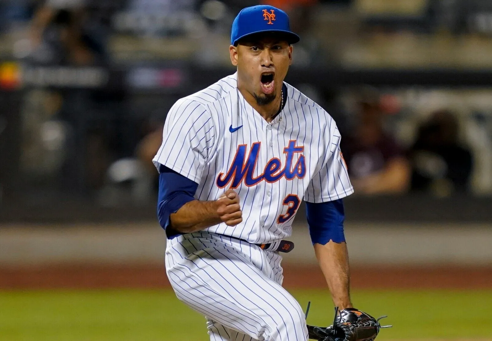 Edwin Diaz Signed New York Mets Style Jersey (JSA COA) 2xReliever o/t Year.