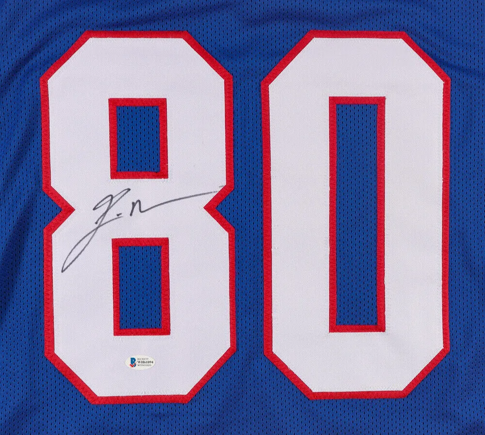 Eric Moulds Signed Bills Jersey (Beckett) Buffalo's All Pro Receiver (19962005)