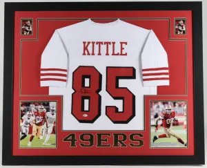 George Kittle Signed San Francisco 49ers 35x43 Framed White Jersey / Beckett