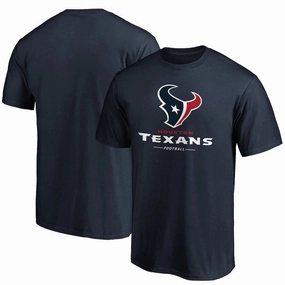 Houston Texans NFL UK Large Fanatics Branded Team Lockup Logo T-Shirt - Navy
