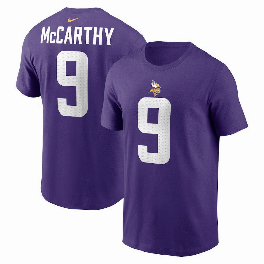 J.J. McCarthy NFL Minnesota Vikings Nike Name & Number T-Shirt - Purple