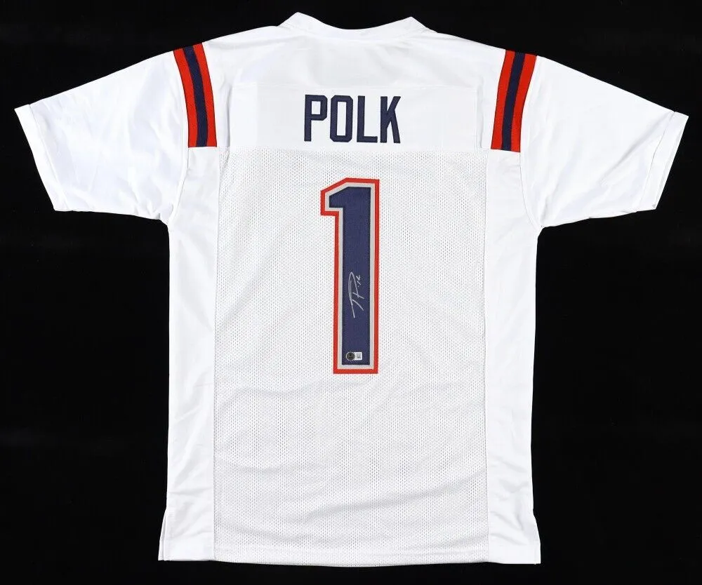 Ja Lynn Polk Signed New England Patriots Jersey (Beckett) Pats #2 2024 Pick WR