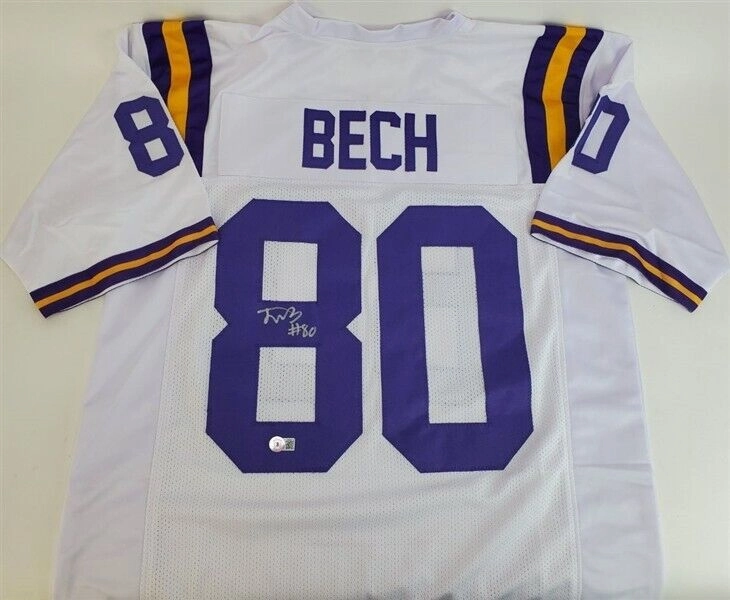 Jack Bech Signed LSU Tigers White Jersey (Beckett) 2022 Sophmore Wide Receiver