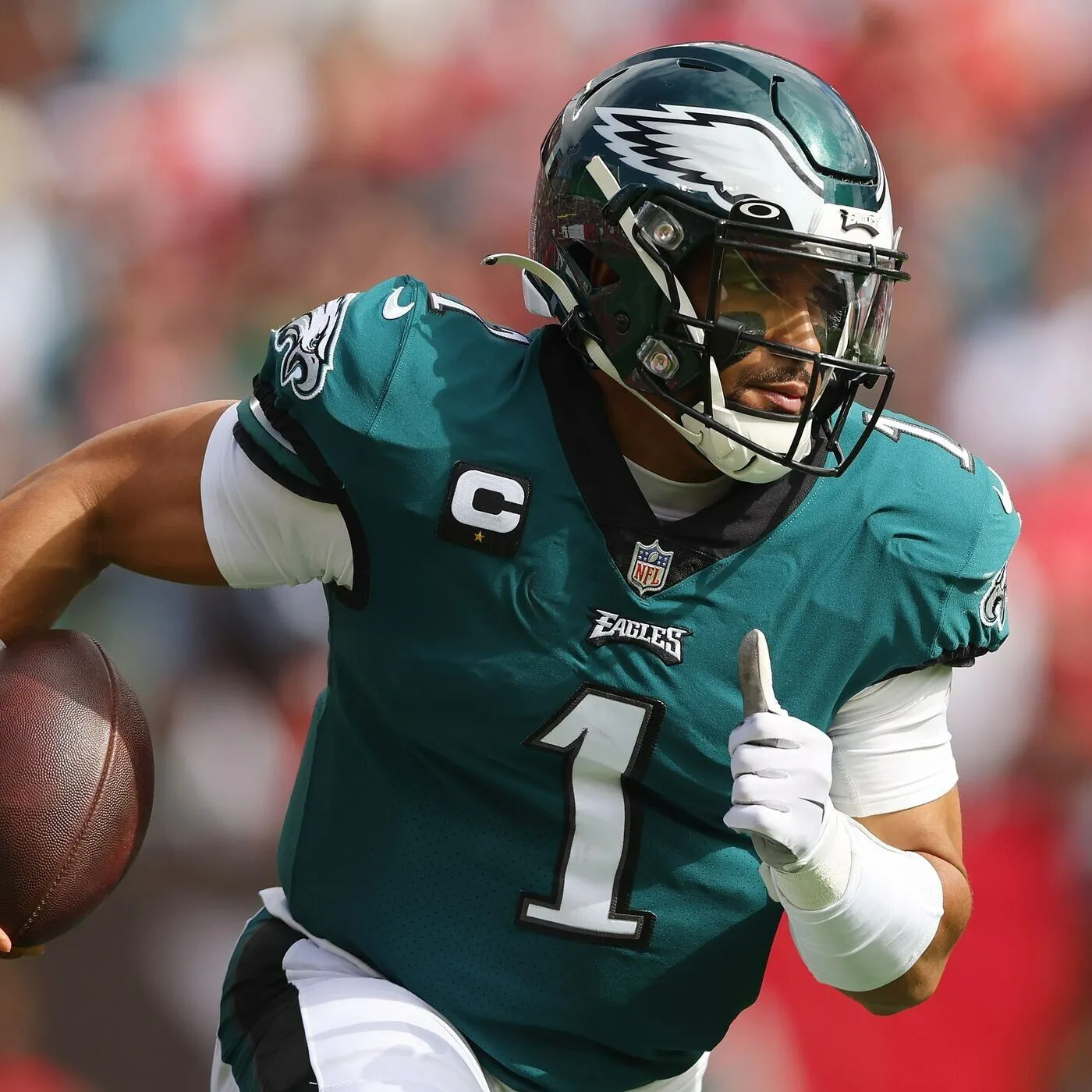 Jalen Hurts Signed Philadelphia Eagles 35 x 43 Framed Jersey (JSA Hologram) Q.B