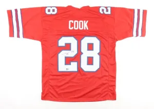 James Cook Signed Bills Jersey (Beckett) Buffalo 2022 2nd Rnd Pck / Univ Georgia