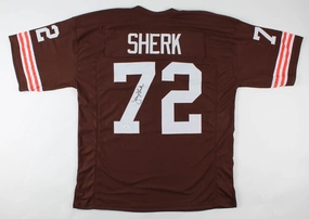 Jerry Sherk Signed Cleveland Browns Jersey (JSA Holo) 4Pro Bowl Defensve Tackle