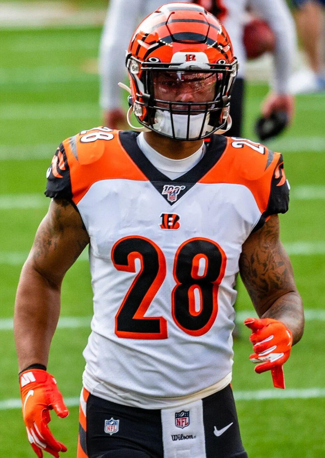 Joe Mixon Signed 35"x 43" Framed Cincinnati Bengal Jersey (JSA) 2021 Pro Bowl RB