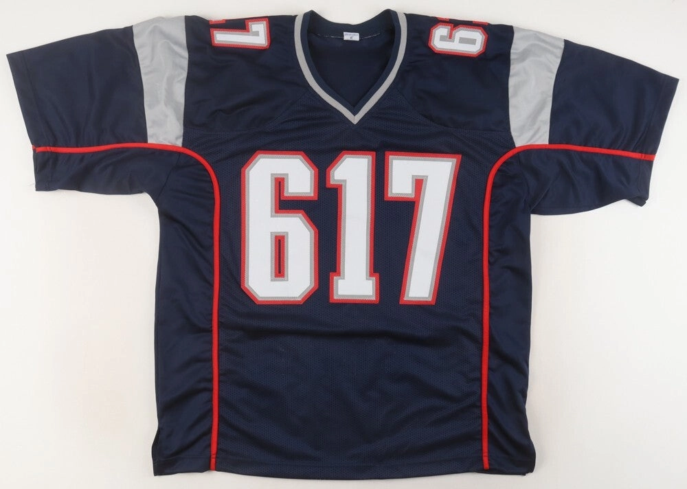 Joe Andruzzi Signed Patriots Jersey "Boston Strong" & "3xSB Champs" (JSA COA)