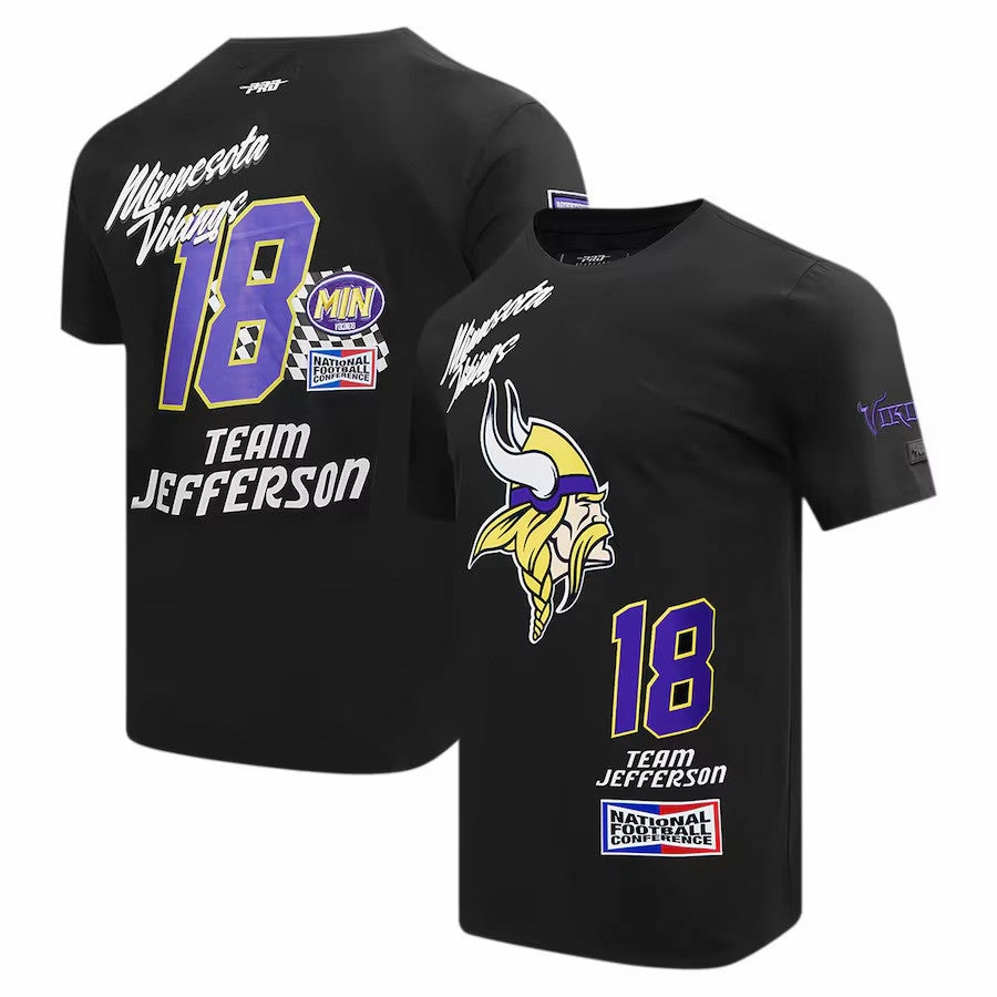 Justin Jefferson NFL Minnesota Vikings Pro Standard Fast Lane Name & Number Player T-Shirt - Black