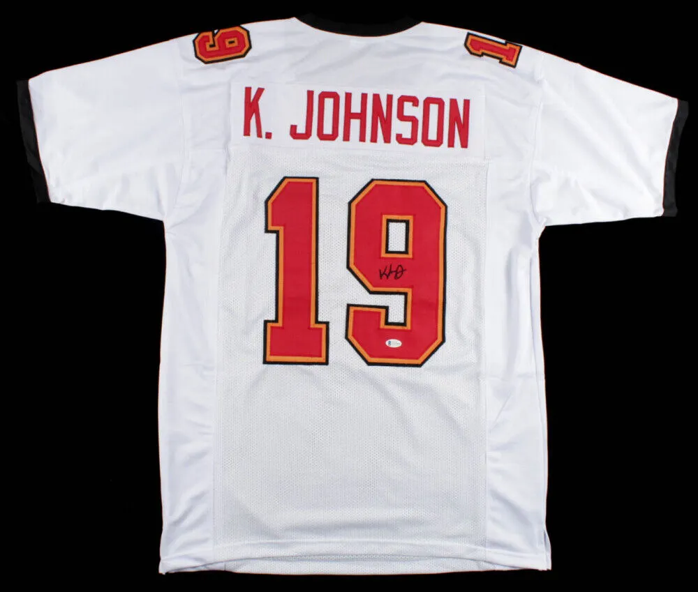 Keyshawn Johnson Signed Tampa Bay Buccaneers Jersey (Beckett COA) 3Pro Bowl WR