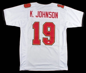 Keyshawn Johnson Signed Tampa Bay Buccaneers Jersey (Beckett COA) 3Pro Bowl WR
