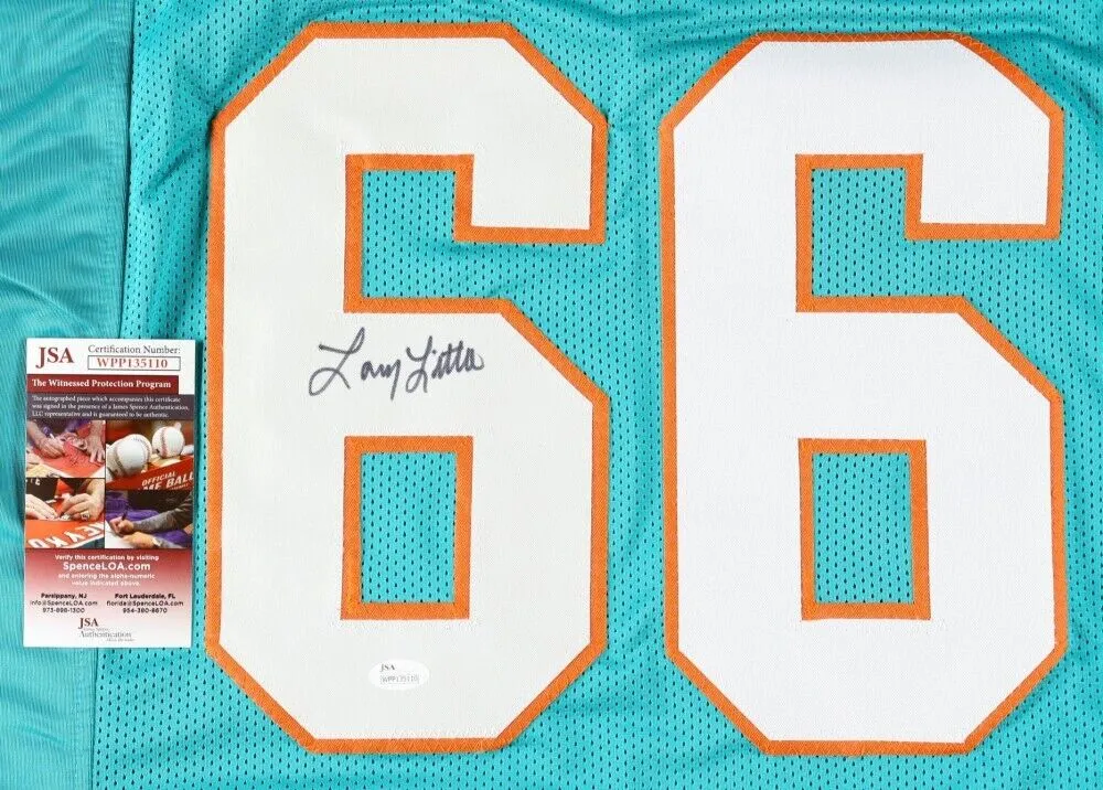 Larry Little Signed Dolphins Jersey (JSA COA) 1972 Miami Perfect Season 17-0