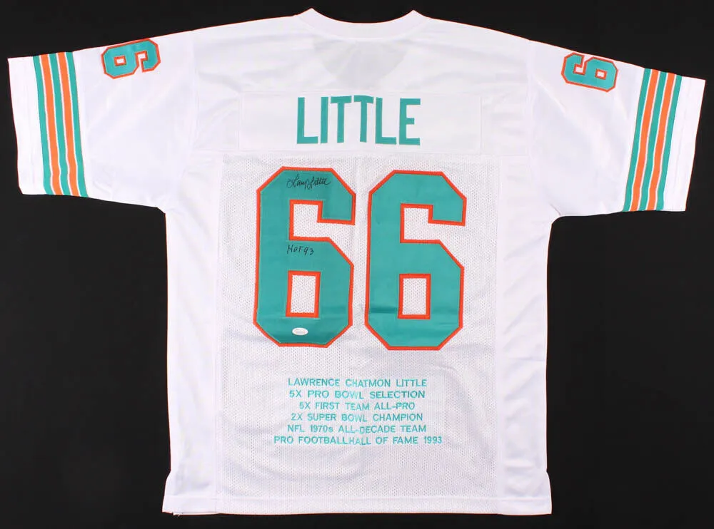 Larry Little Signed Miami Dolphins Stat Jersey Inscribed "HOF 93"  (JSA COA)