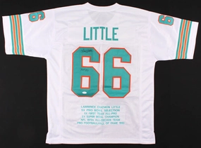 Larry Little Signed Miami Dolphins Stat Jersey Inscribed "HOF 93"  (JSA COA)