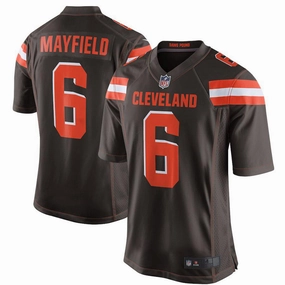 Men's Cleveland Browns Baker Mayfield Brown 2018 NFL Draft First Round Pick Game Jersey