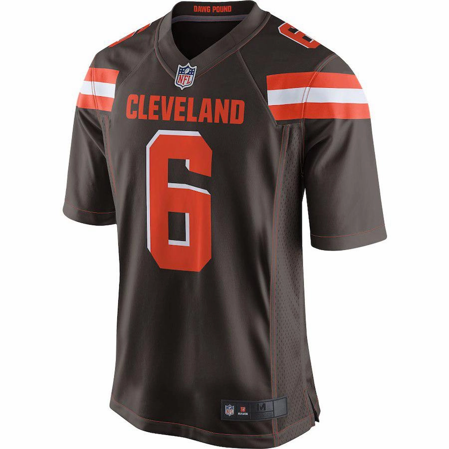 Men's Cleveland Browns Baker Mayfield Brown 2018 NFL Draft First Round Pick Game Jersey