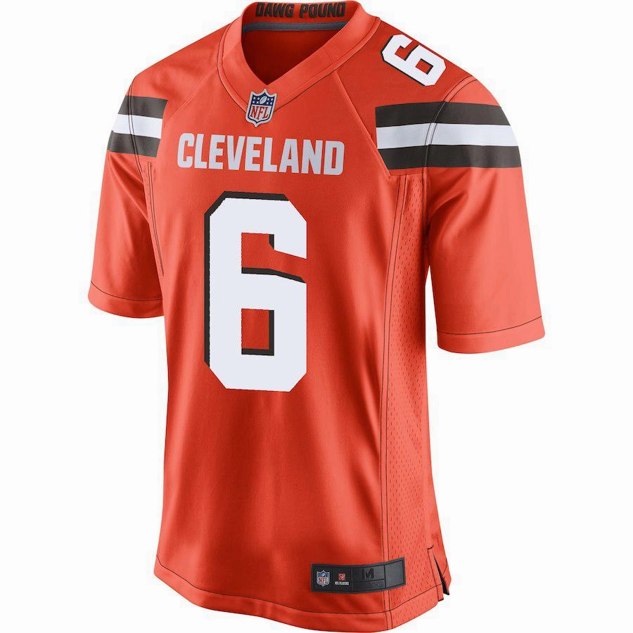 Men's Cleveland Browns Baker Mayfield Orange 2018 NFL Draft Pick Game Jersey