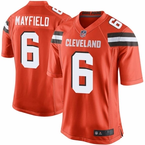 Men's Cleveland Browns Baker Mayfield Orange 2018 NFL Draft Pick Game Jersey