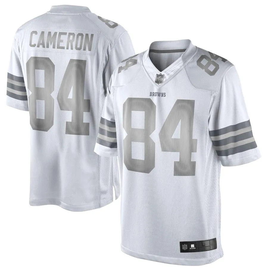 Men's Cleveland Browns Historic Logo Jordan Cameron White Platinum Limited Jersey