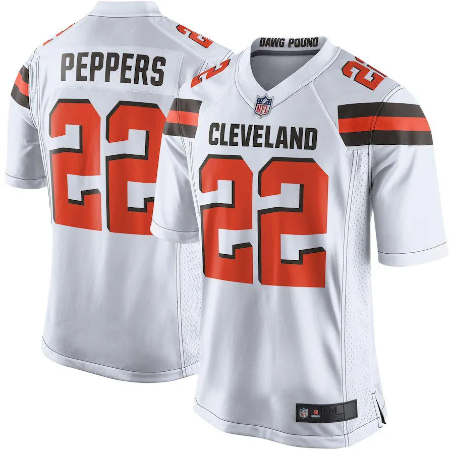Men's Cleveland Browns Jabrill Peppers  White Game Jersey