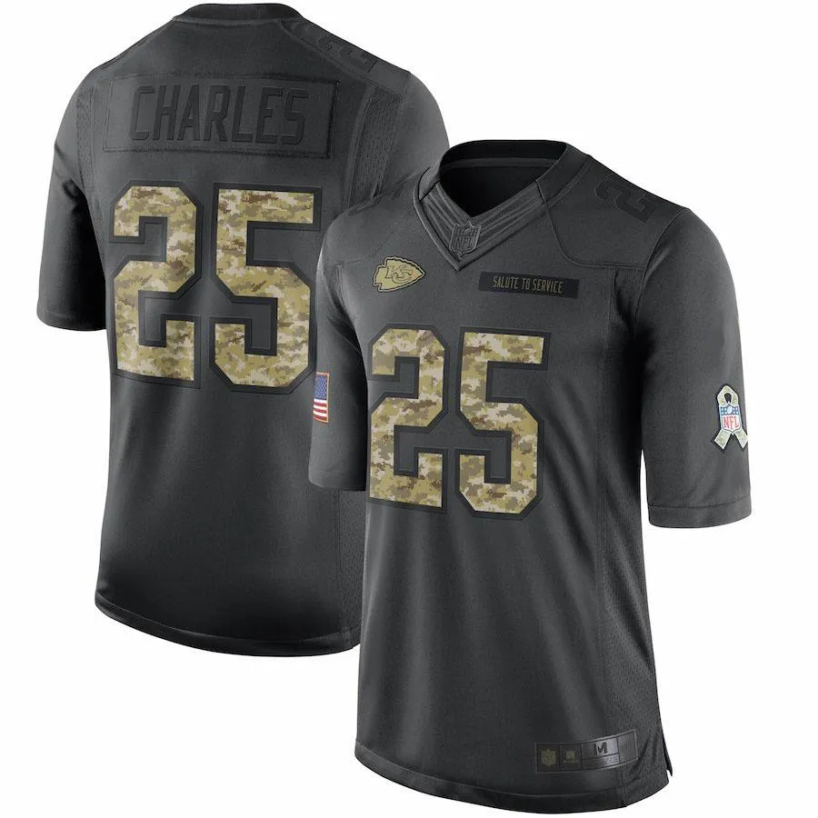 Men's Kansas City Chiefs Jamaal Charles Anthracite Salute to Service Limited Jersey