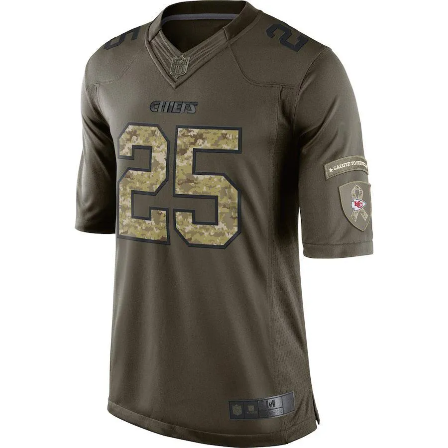 Men's Kansas City Chiefs Jamaal Charles Green Salute To Service Limited Jersey