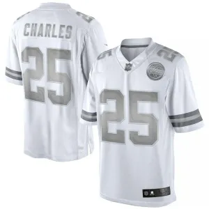 Men's Kansas City Chiefs Jamaal Charles  White Platinum Limited Jersey