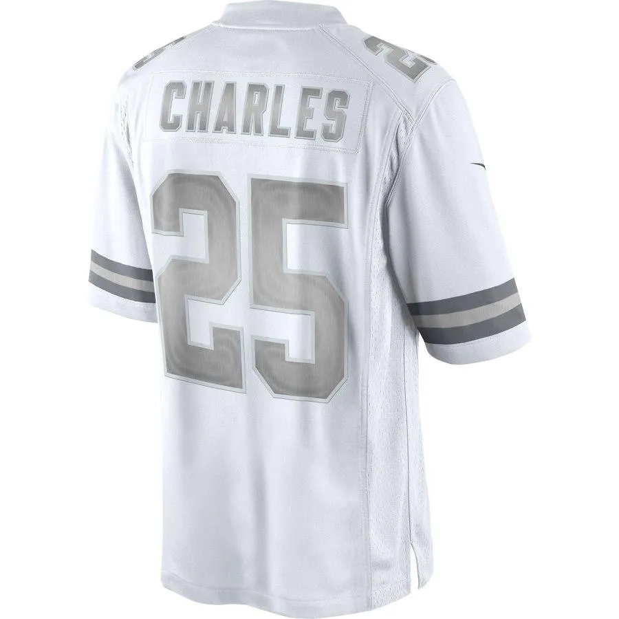 Men's Kansas City Chiefs Jamaal Charles  White Platinum Limited Jersey