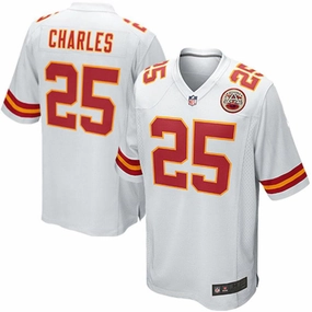 Mens Kansas City Chiefs Jamaal Charles White Game Jersey