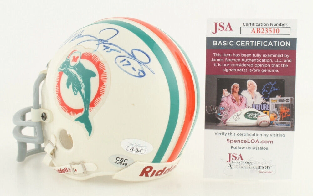 Mercury Morris Signed Miami Dolphins Mini Helmet Inscribed "17-0" (JSA COA) RB