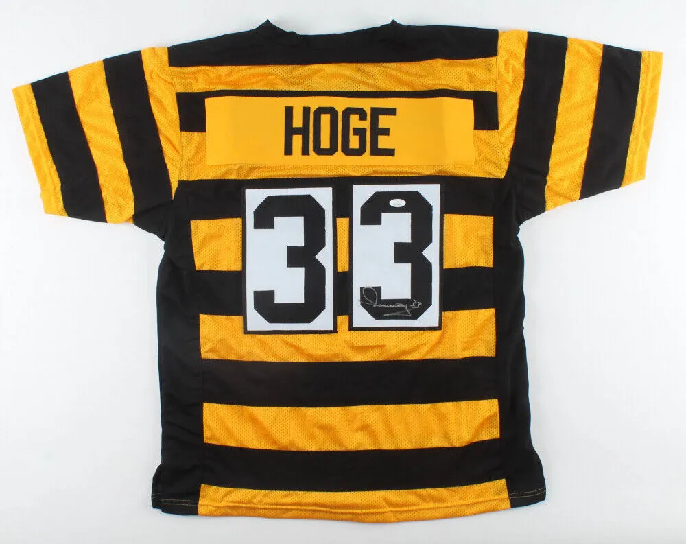 Merril Hoge Signed Steelers Bumble Bee Jersey (JSA COA)  Pittsburgh RB 1987-1994