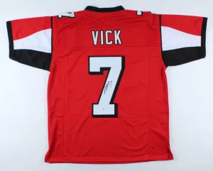 Michael Vick Signed Atlanta Falcons Red Jersey (Beckett COA) 4Pro Bowl QB