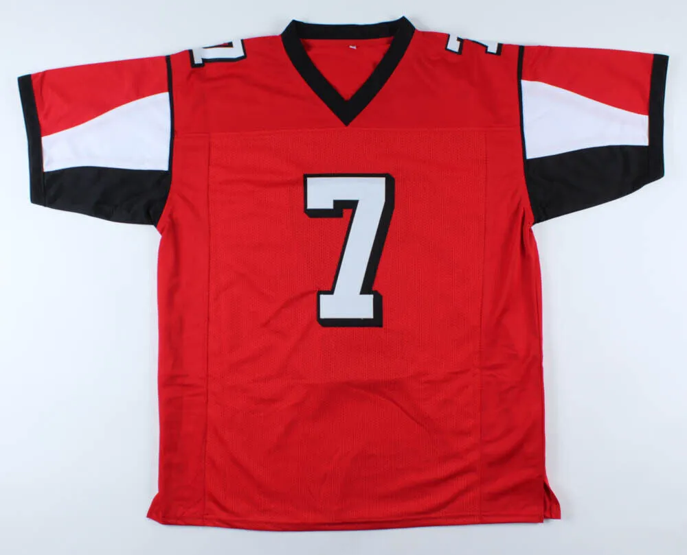 Michael Vick Signed Atlanta Falcons Red Jersey (Beckett COA) 4Pro Bowl QB