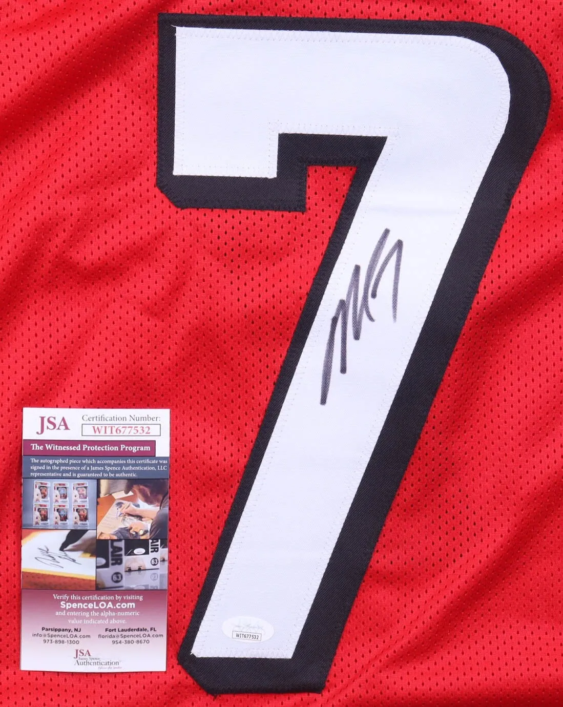 Michael Vick Signed Atlanta Falcons Red Jersey (JSA COA) 4Pro Bowl Quarterback